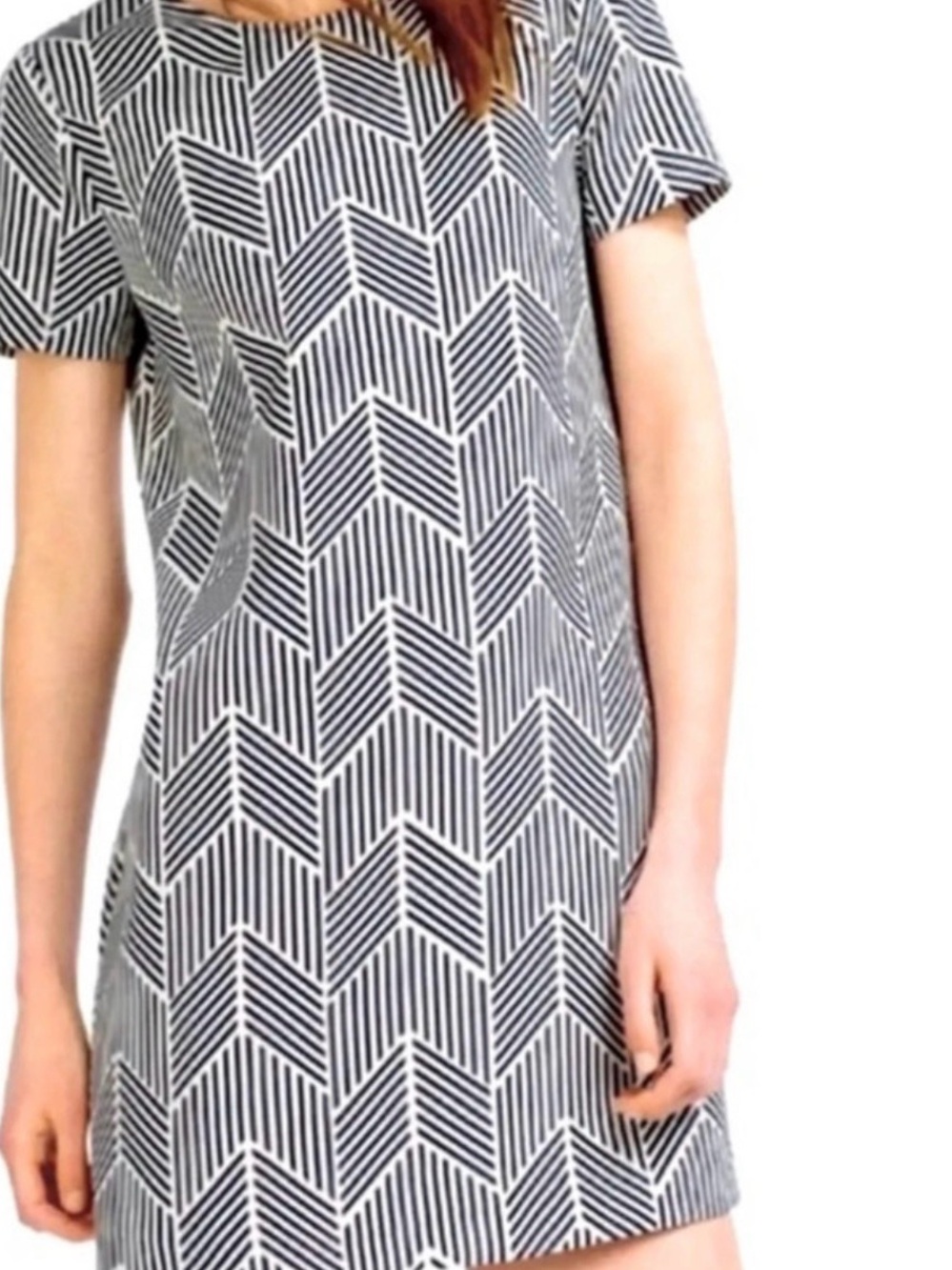 Zara Black and White Chevron Shift Dress